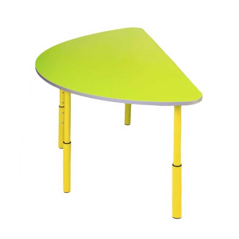 Дитячий стіл у формі півкола, на ростові групи №1-3, каркас - кругла металева труба, АЛМАНТ, 1100х553х460-580 мм.